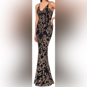Elegant Black and Gold Embroidered Dress